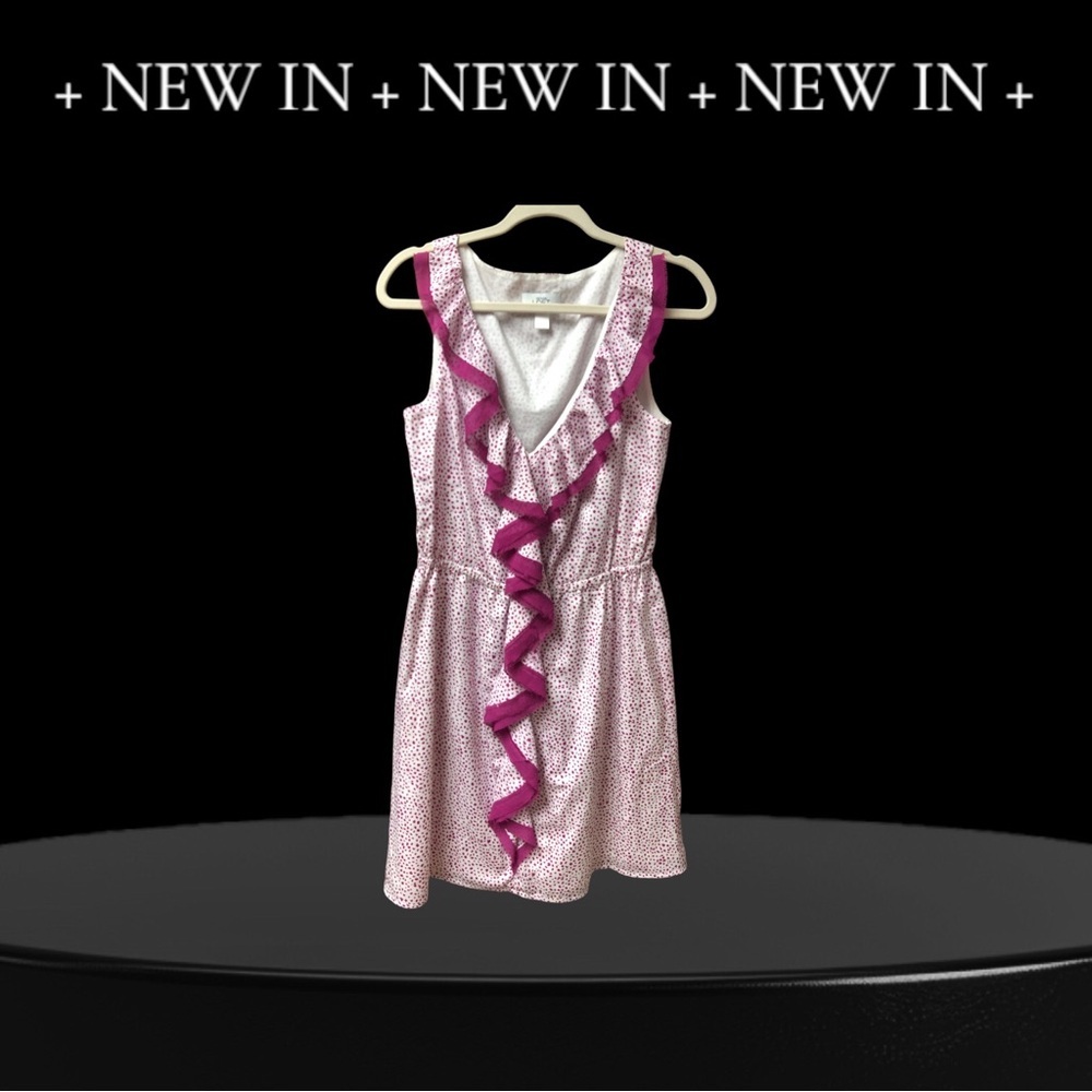 Pink and White Ruffled Dress by LOFT